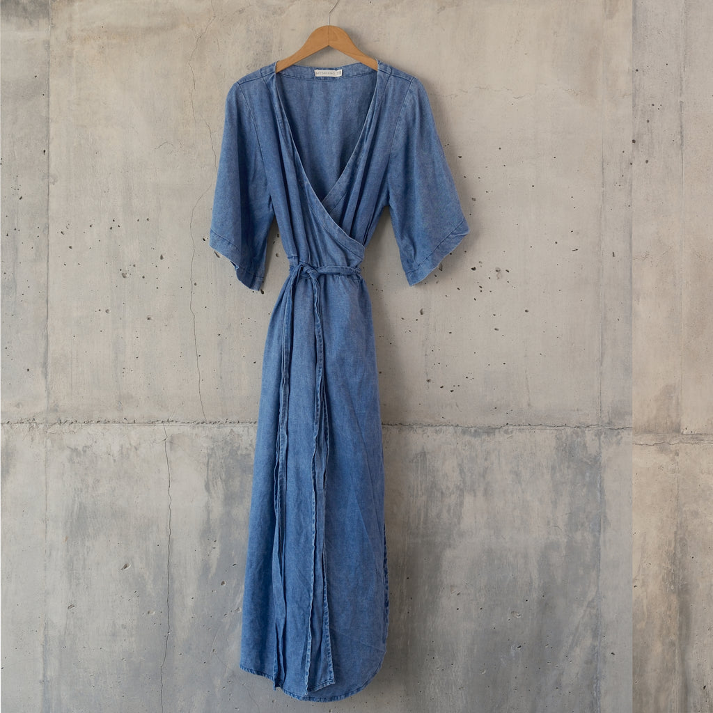 BANYU [ water ]  - wrapping dress -  100% linen
