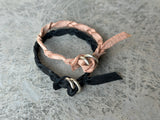 DAYA [ power ] - bracelet twisted - 100% cow leather 100% silver rings