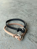 DAYA [ power ] - bracelet smooth - 100% cow leather 100% silver rings