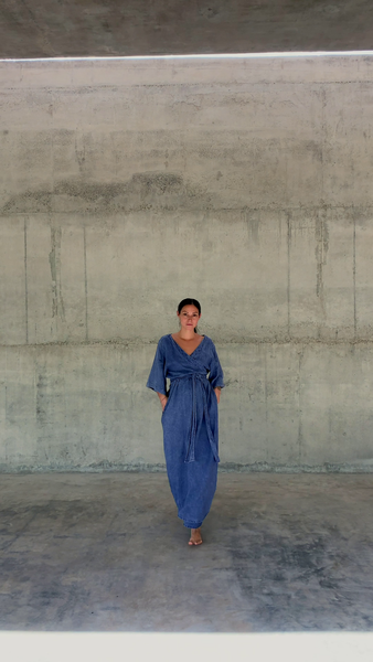 BANYU [ water ]  - wrapping dress -  100% linen