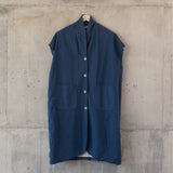 GARIS [ line ] - vest long with belt - 100% blacu cotton